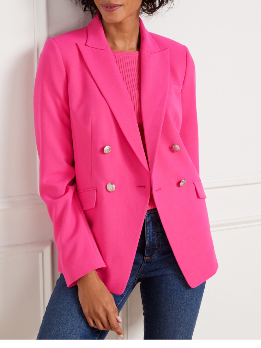 Talbots Tailored Stretch Double Breasted Blazer
